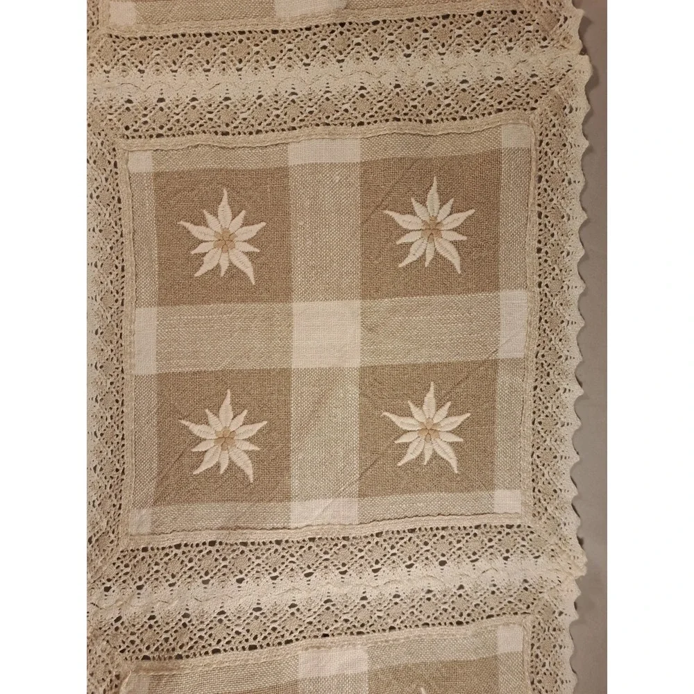 Table Runner 54 In X 14 In Linen Ubelhor Made In Austria edelweiss Flowers Cabin